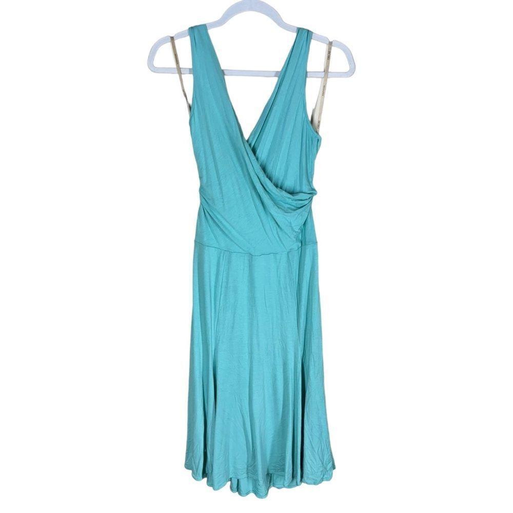 BCBGMaxAzria Surplice Twist Tank Dress Midi Aquamarine Jersey XS NWT